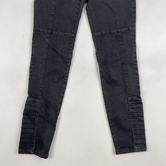 Free People Mid Rise Skinny Jeans Faded Black Gray Denim Size 27 Stretch - Picture 4 of 10